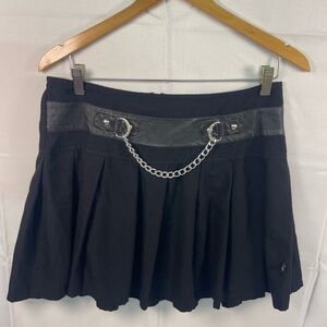 Royal Bones Black Mini Skirt with Chain Accent